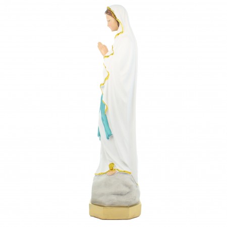 Statue de Notre Dame de Lourdes avec liseret pailleté doré résine de 40cm