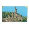 Bloc notes Notre Dame de Lourdes avec couverture en tissu brodé de fil doré