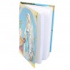 Our Lady of Lourdes notepad with fabric cover embroidered with gold thread