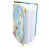 Our Lady of Lourdes notepad with fabric cover embroidered with gold thread