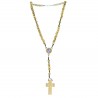 Chapelet en corde avec grains de 6mm en bois d'olivier avec une croix PAX "Lourdes"