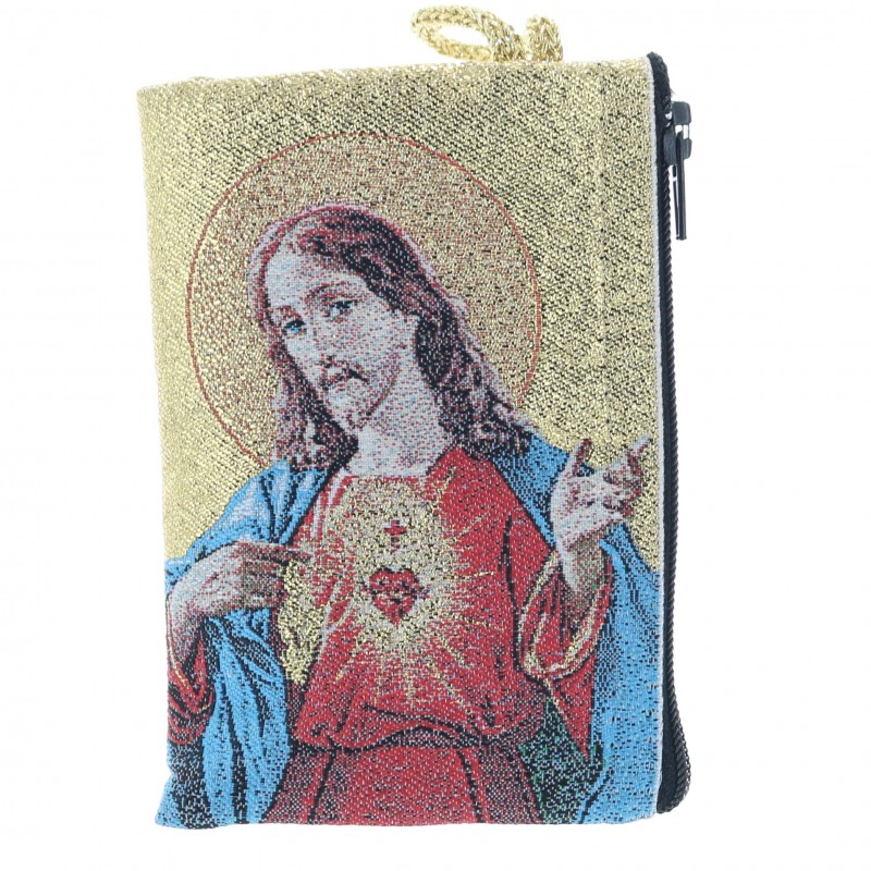 Gold wire rosary case 10x7 cm decorated with the Scapular