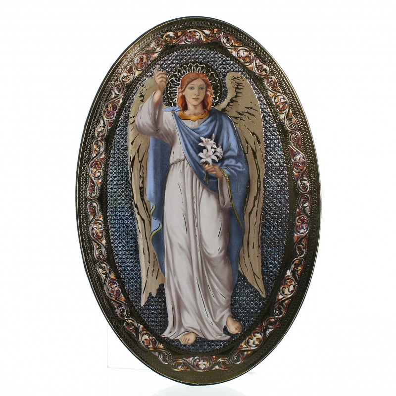 Cadre ovale Saint Gabriel sur bois de 18x12cm