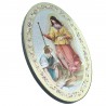 Saint Raphael oval frame on wood 18x12cm