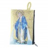 Porta rosario in filo dorato 10x7 cm decorato con la Madonna Miracolosa