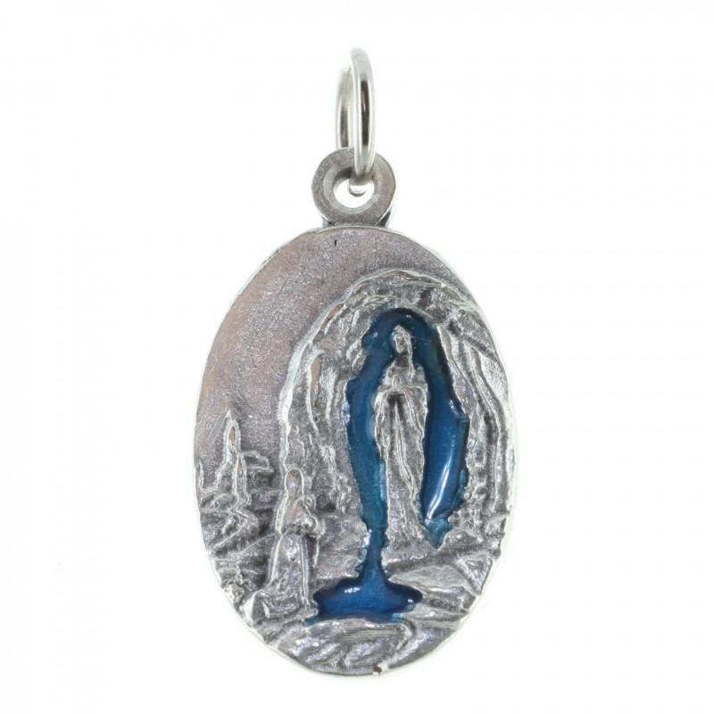 Medaglia metallo argentato Apparizione e Acqua di Lourdes