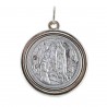 Médaille épaisse métal argenté Apparition de Lourdes et portrait Vierge Marie