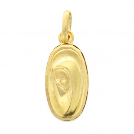 Medaglia ovale della Madonna da 14 mm placcata in oro