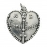 Médaille de Notre Dame de Lourdes en forme de coeur en plaqué argent