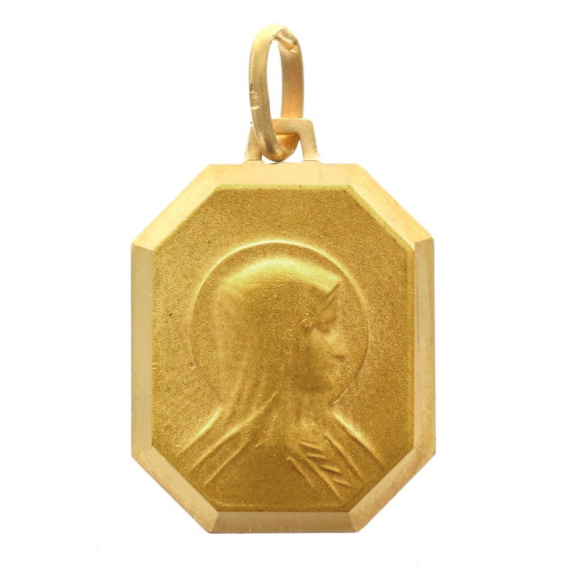 Medaglia placcata oro Madonna di profilo e apparizione 20 mm