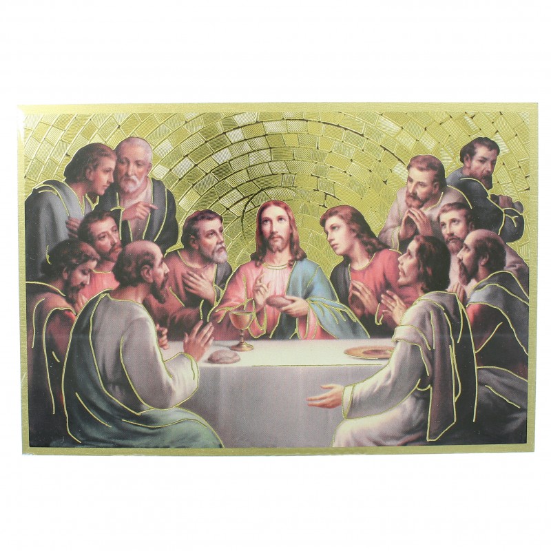 11x16cm Wooden plaque of the Last Supper on a mosaic background