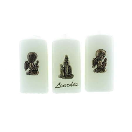 Set di 3 candele dell'Apparizione e degli Angeli 6x3cm