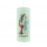 Ivory coloured candle with Lourdes Apparition motif 5x12cm
