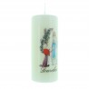Ivory coloured candle with Lourdes Apparition motif 5x12cm