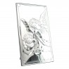 Guardian Angel frame in silver metal on wood 6x11cm