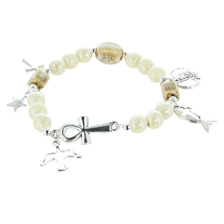 Elastic ceramic bracelet with St Michael medal