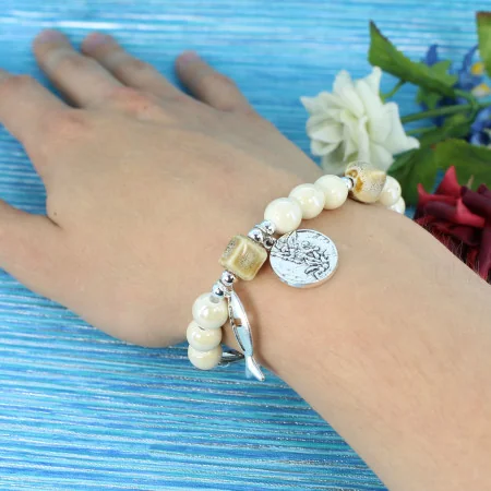 Elastic ceramic bracelet with St Michael medal