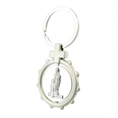 Apparition of Lourdes and Saint Christopher revolving key ring