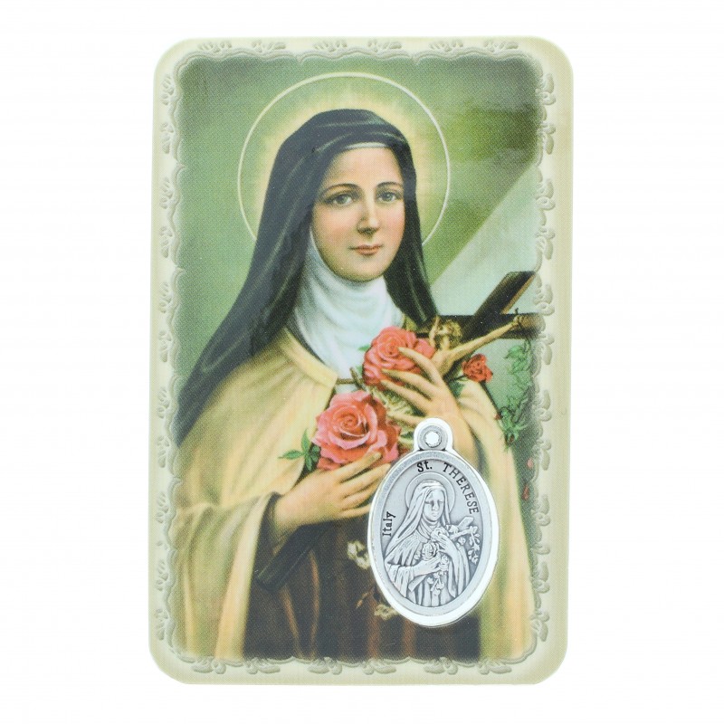 Santino di Santa Teresa con una medaglia