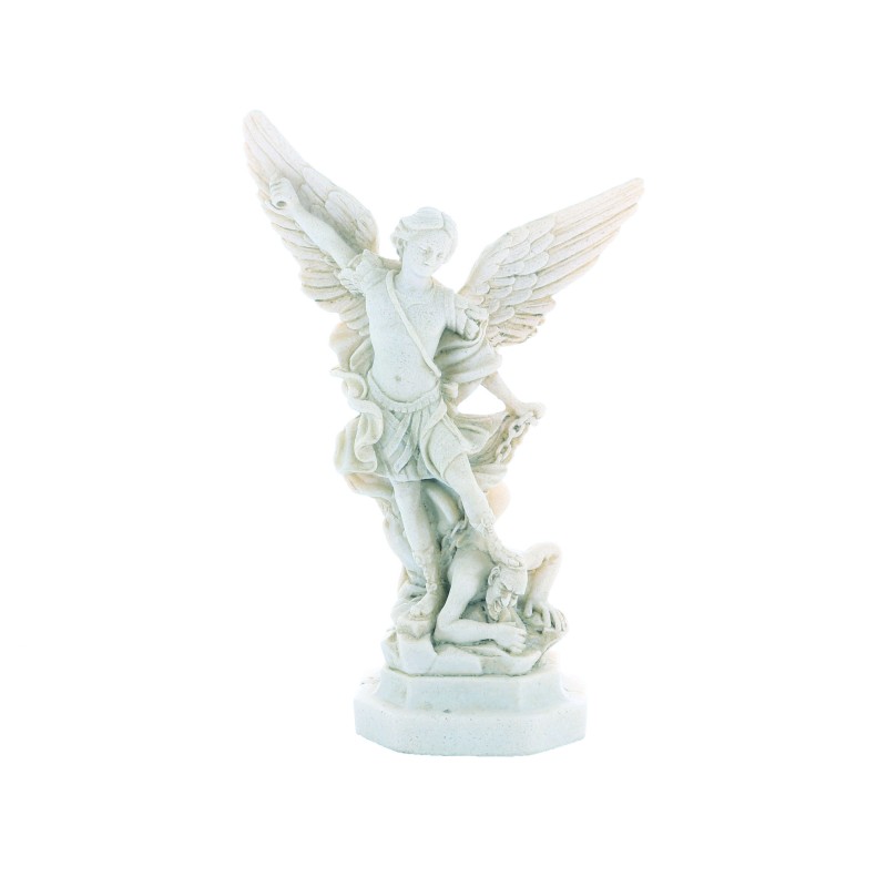 Statua in resina bianca di San Michele 22 cm