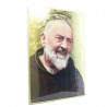 Cadre de Padre Pio en bois effet mosaïque 15x10cm