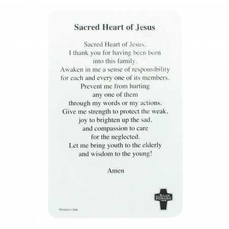 Carte de prière du Sacré Coeur de Jésus