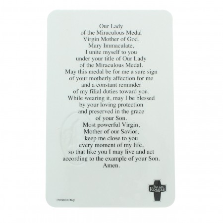 Miraculous Virgin prayer card