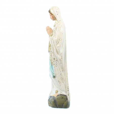 Nostra Signora di Lourdes con paillettes in resina 10cm