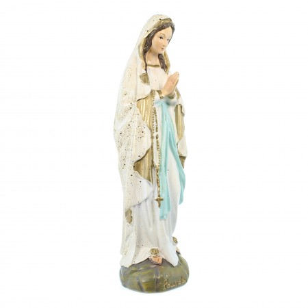 Nostra Signora di Lourdes con paillettes in resina 14cm