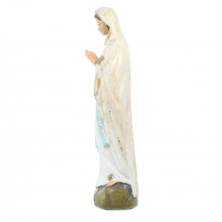 Nostra Signora di Lourdes con paillettes in resina 14cm