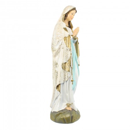 Statue of Our Lady of Lourdes with sequins in resin 28cm