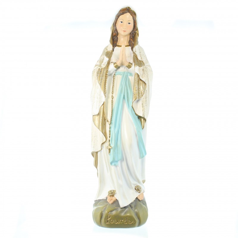 Statue of Our Lady of Lourdes with sequins in resin 36cm