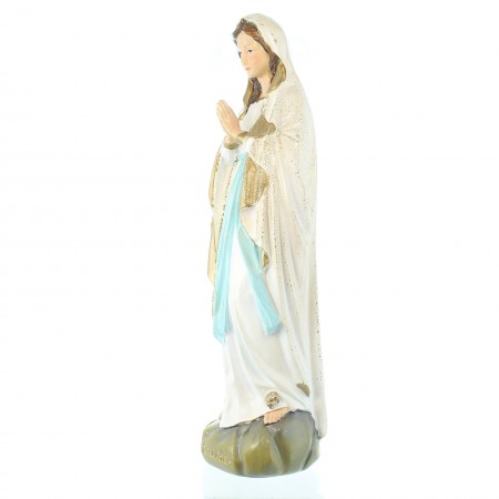 Nostra Signora di Lourdes con paillettes in resina 36cm