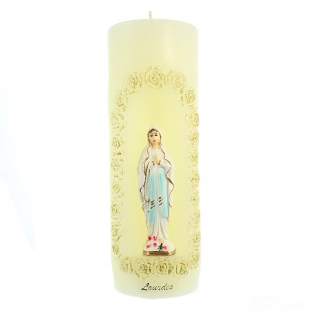 Candle Our Lady of Lourdes in relief 7x19cm