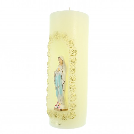 Candela Nostra Signora di Lourdes in rilievo 7x19cm