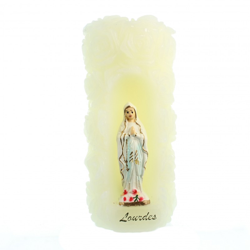 Candela Nostra Signora di Lourdes in rilievo 5x15cm