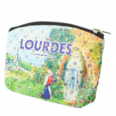 Porte-monnaie de l'Apparition de Lourdes avec strass