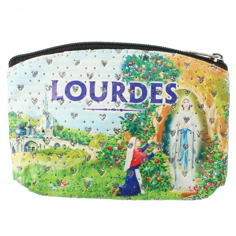 Porte-monnaie de l'Apparition de Lourdes avec strass