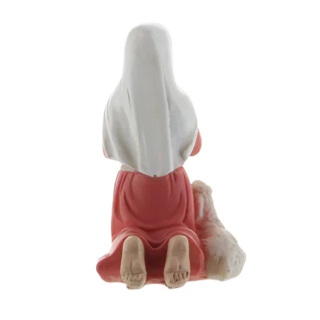 Statue de Bernadette et un mouton en résine colorée 12cm