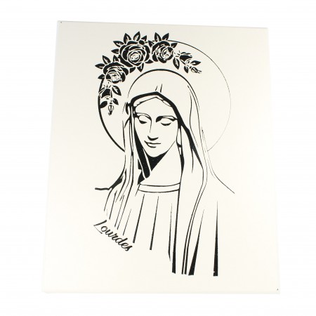Cornice in legno bianco della Nostra Signora di Lourdes 13x16cm