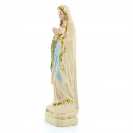 Our Lady of Lourdes statue in imitation wood resin 8cm