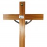 Croce in legno bicolore con Cristo in bronzo