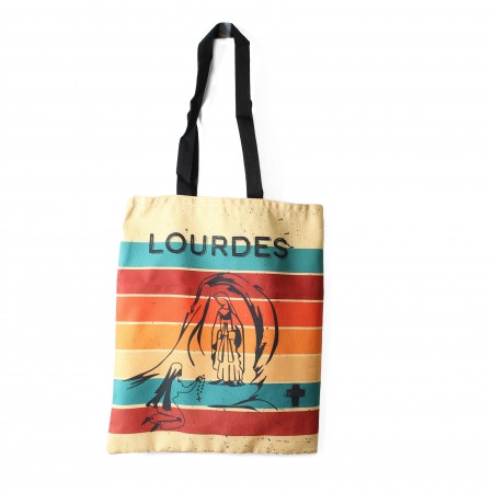 Tote Bag with stripes and black Apparition of Lourdes