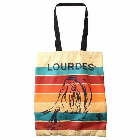 Tote Bag with stripes and black Apparition of Lourdes