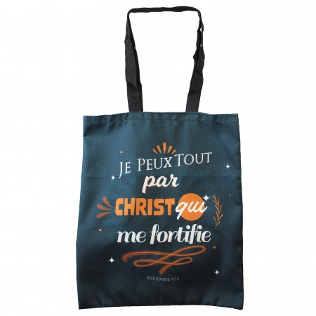 Sac Tote Bag 35x40cm "Je peux tout par Christ qui me fortifie"