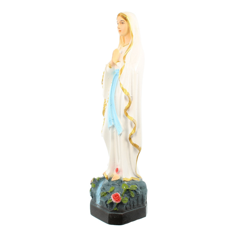 Statue Vierge Marie Sur Rocher - 20 Cm, Résine Colorée, Décoration Religieuse Notre-Dame De Lourdes