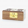 Boîte à chapelet en bois avec croix en laiton 8cm