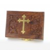 Scatola del rosario in legno con croce in ottone 8cm