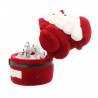 Velvet cot box with Father Christmas and metal figures