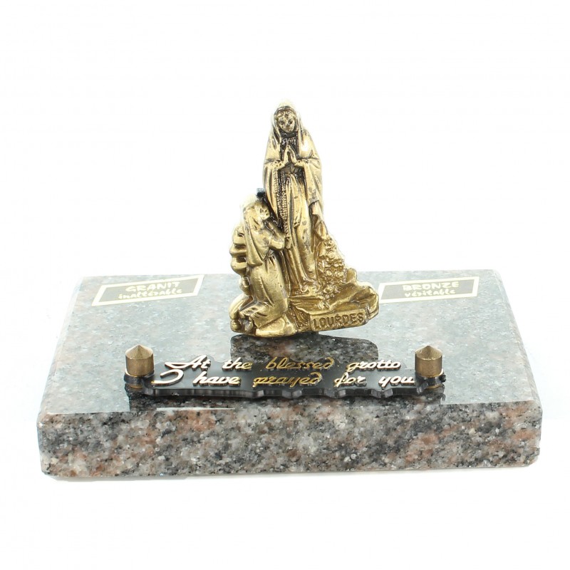Funerary plaque of the Apparition in bronze and granite on base 11cm
